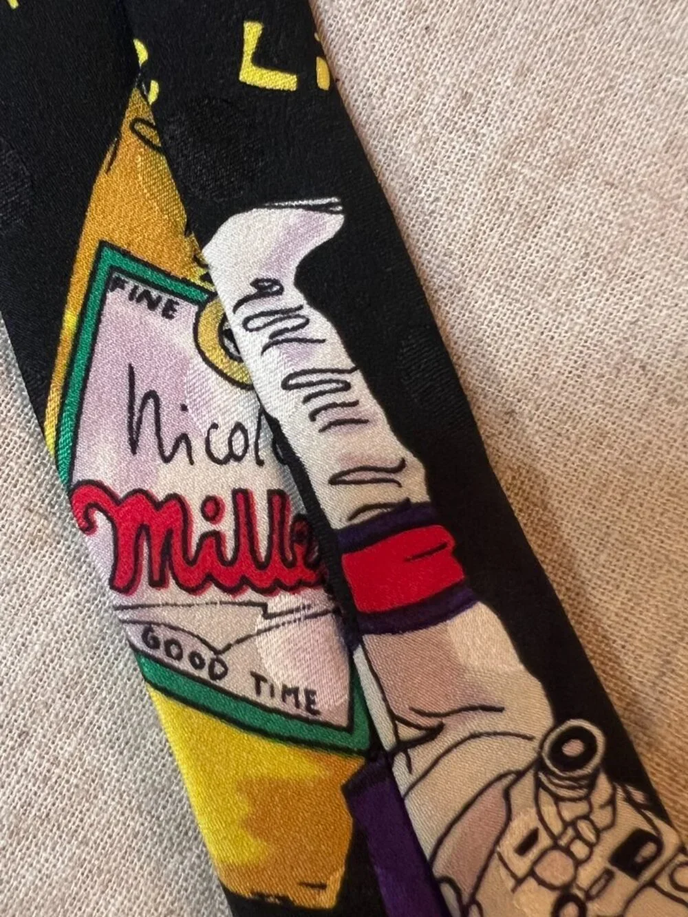 Vintage Nicole Miller Silk Tie Americana Statue Liberty USA Flag Novelty 90s